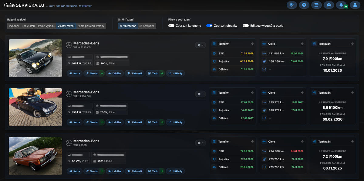 Přehled vozidel